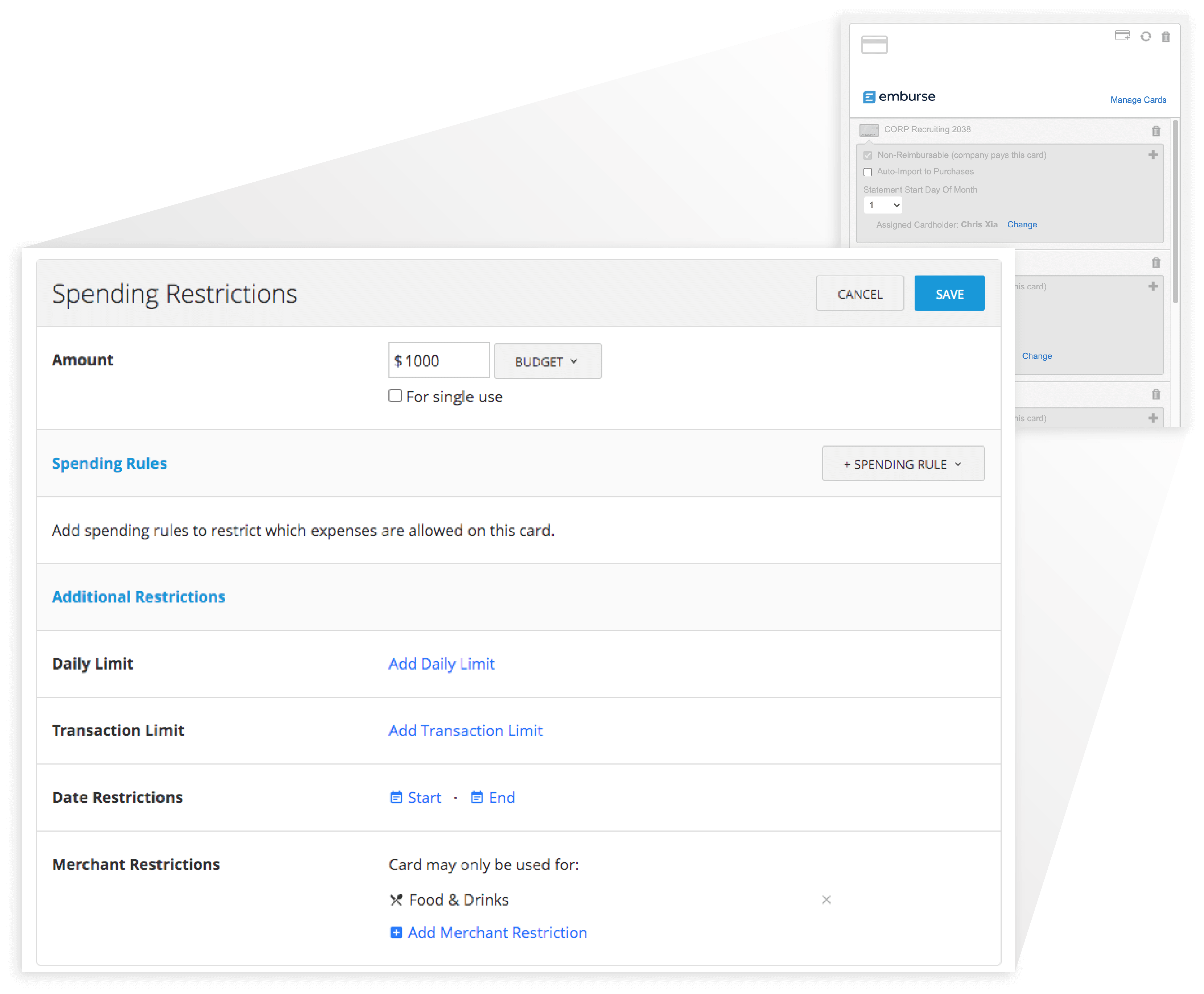 Issue corporate cards with comprehensive pre-spend controls